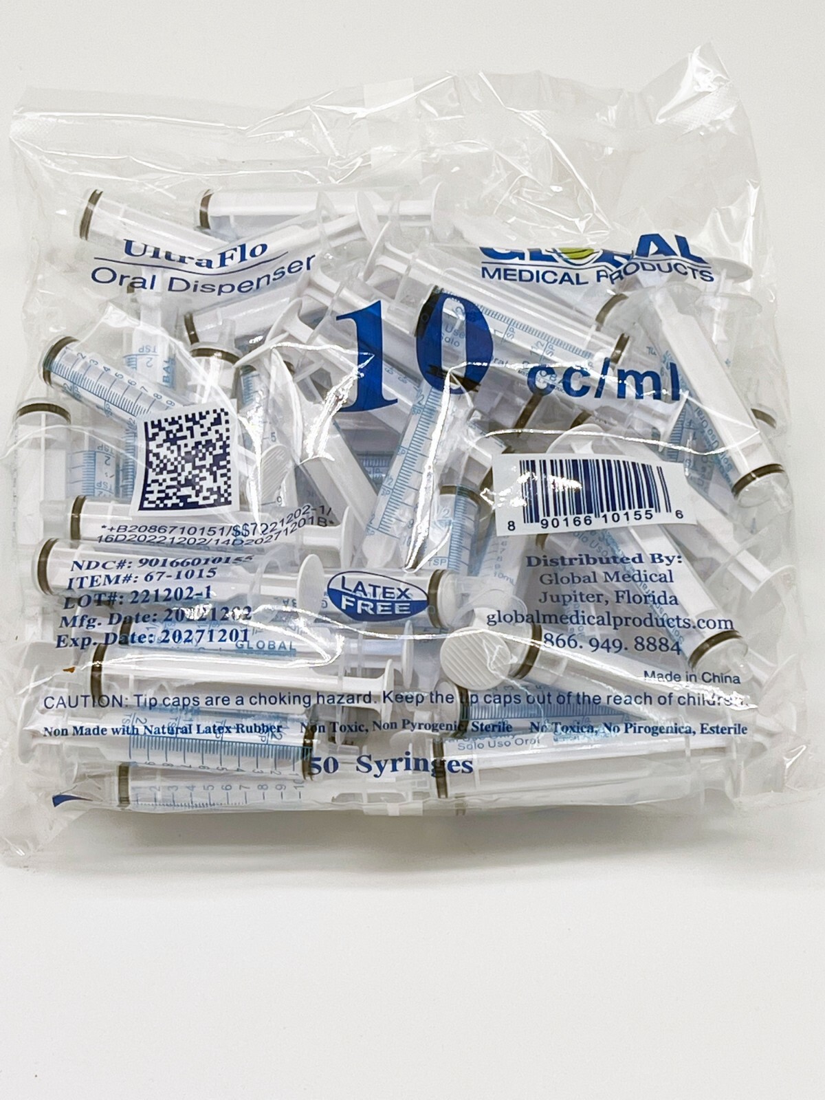 10cc ULTRA-FLO ORAL Syringes 10ml Sterile NEW Syringe+CAP -2 Teaspoon -100- Pack