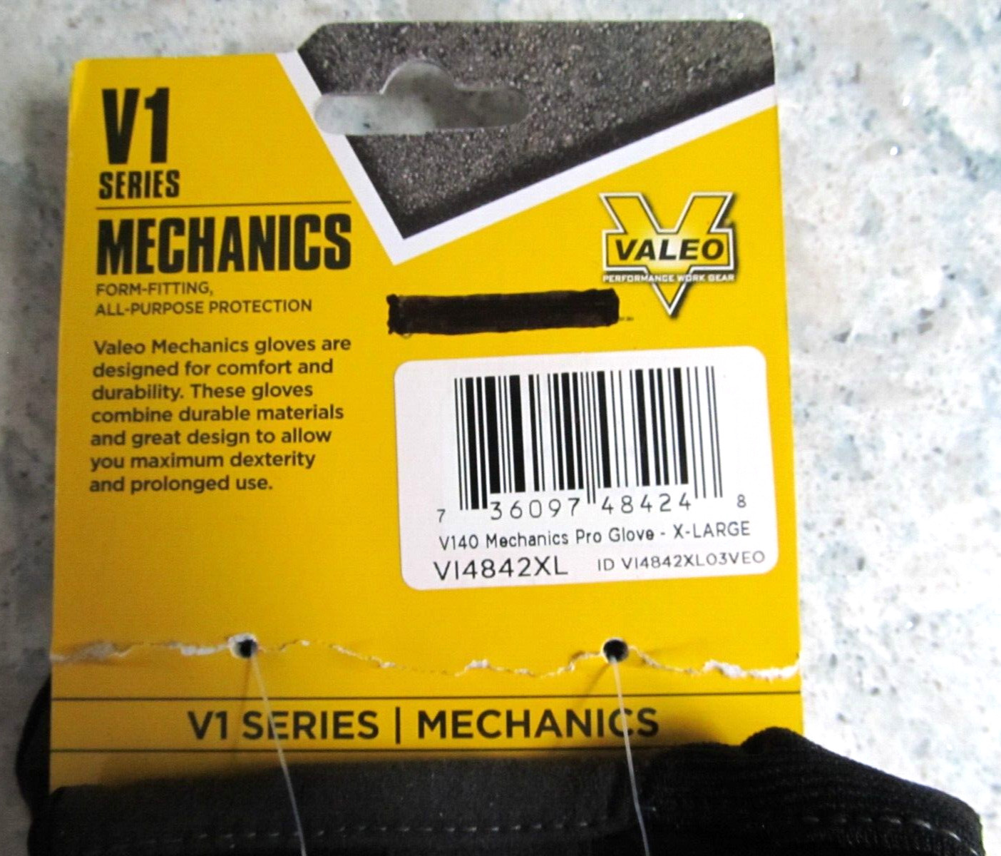 Mechanics Gloves X-Large V140 Black/Gray Form Fitting All-Purpose Protect VALEO
