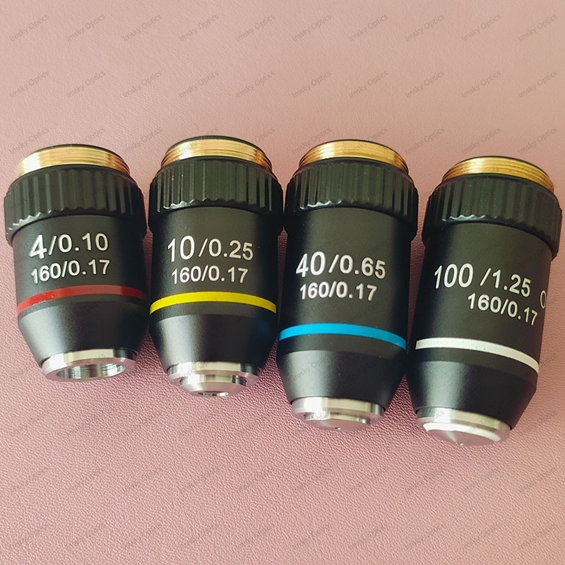 4X 10X 20X 40X 60X 100X Achromatic Objective Lens 195 mm Conjugate Distance Tube