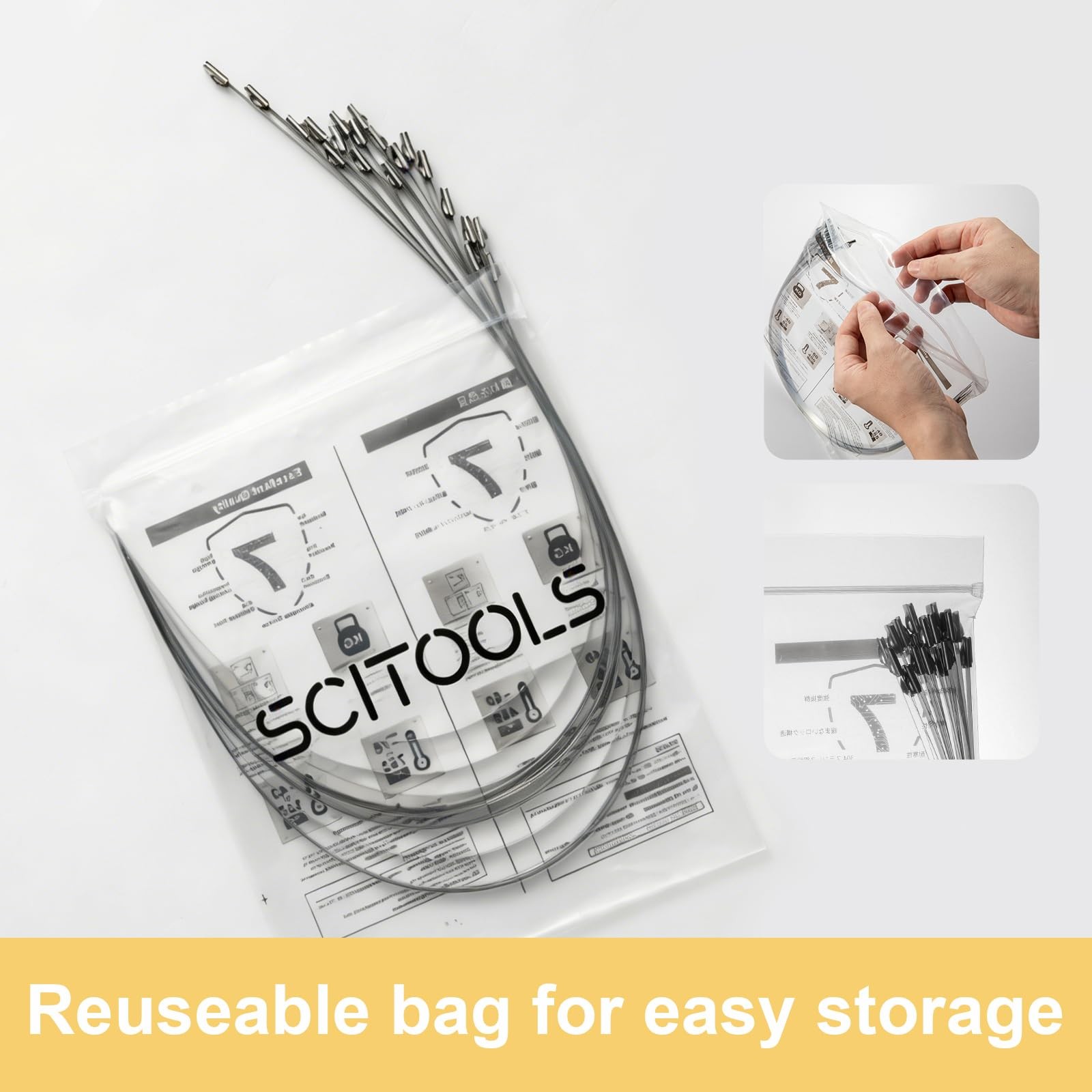 SCITOOLS Metal Zip Ties 15.8in Stainless Steel 0.18in x 15.8in, Silver