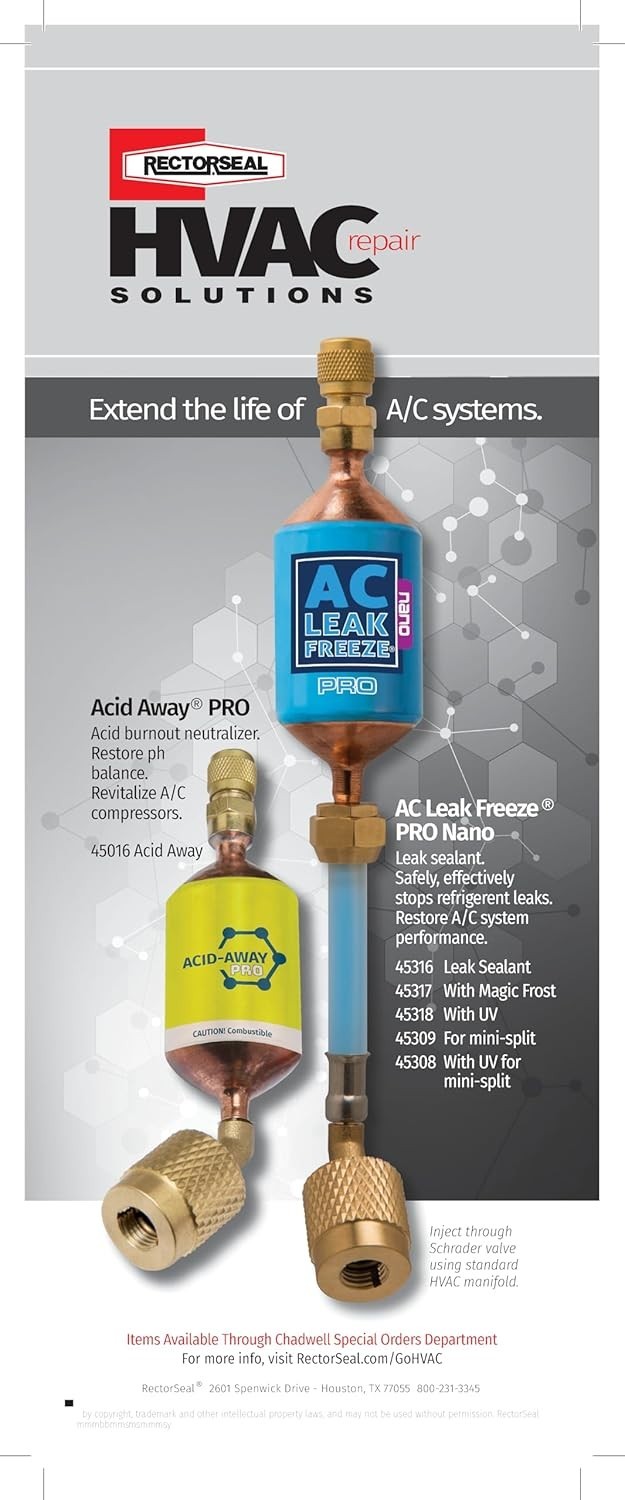 Pro HVAC Leak Sealant – Nano Particles, Permanent Refrigerant Stop, Easy Apply