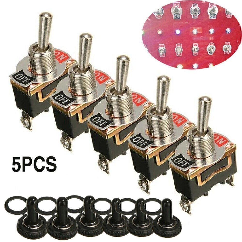 5* toggle switch SPST 12V 24V 250V Volt 15A ON OFF Flick Auto Car Boat 2-pole US