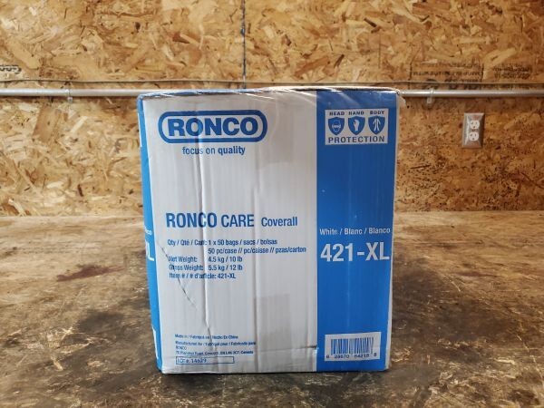 Ronco Care 421-XL X-Large White Non woven Polypropylene With Hood Case of 50