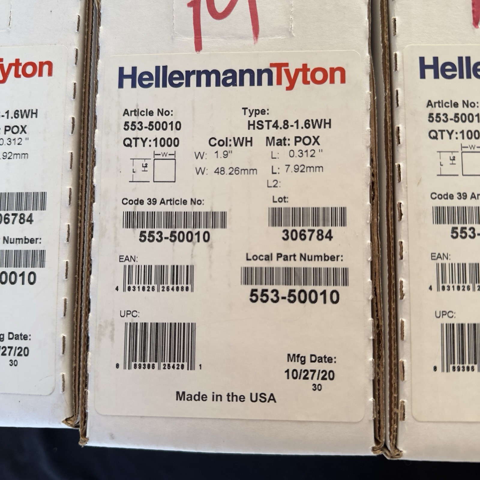 HellermannTyton Label Tape HST4.8-1.6WH White 1.9 in 553-50010
