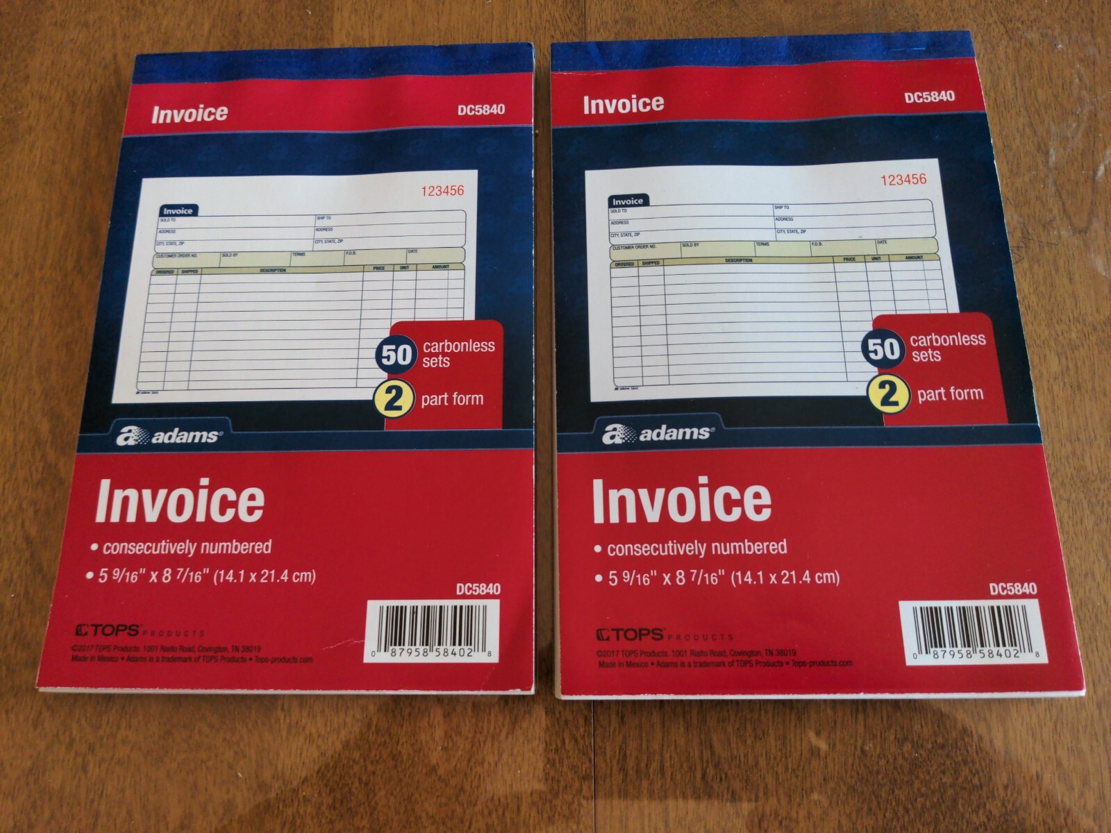 Adams Invoice Carbonless Sets, Lot Of 2, Conescutively Numbered
