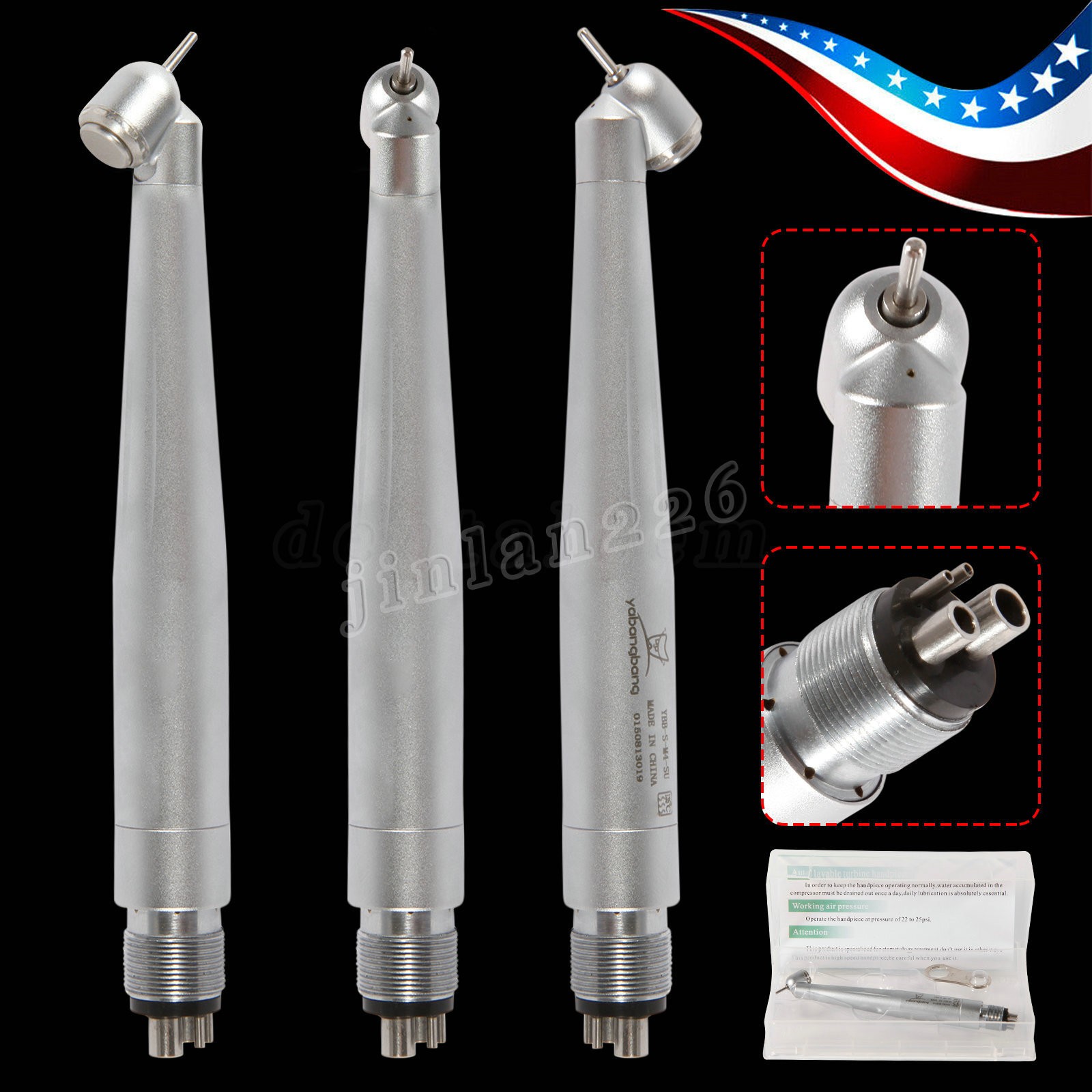 Dental 45 Degree Surgical High Speed Handpiece Push Button 4Hole bang WCA4
