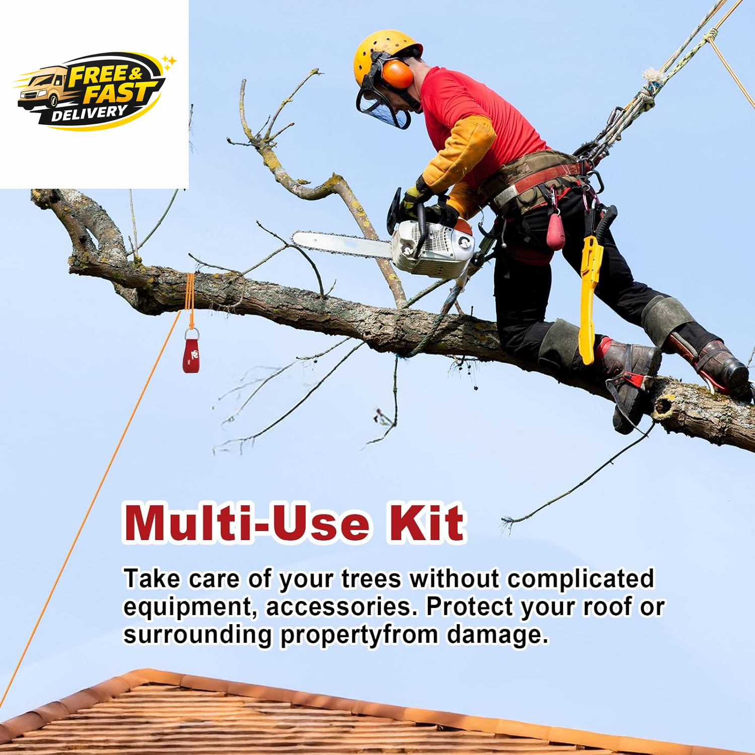 Arborist Throw Line Kit with Slick Rope & 12/14/16Oz Throw Weight & Reflective S
