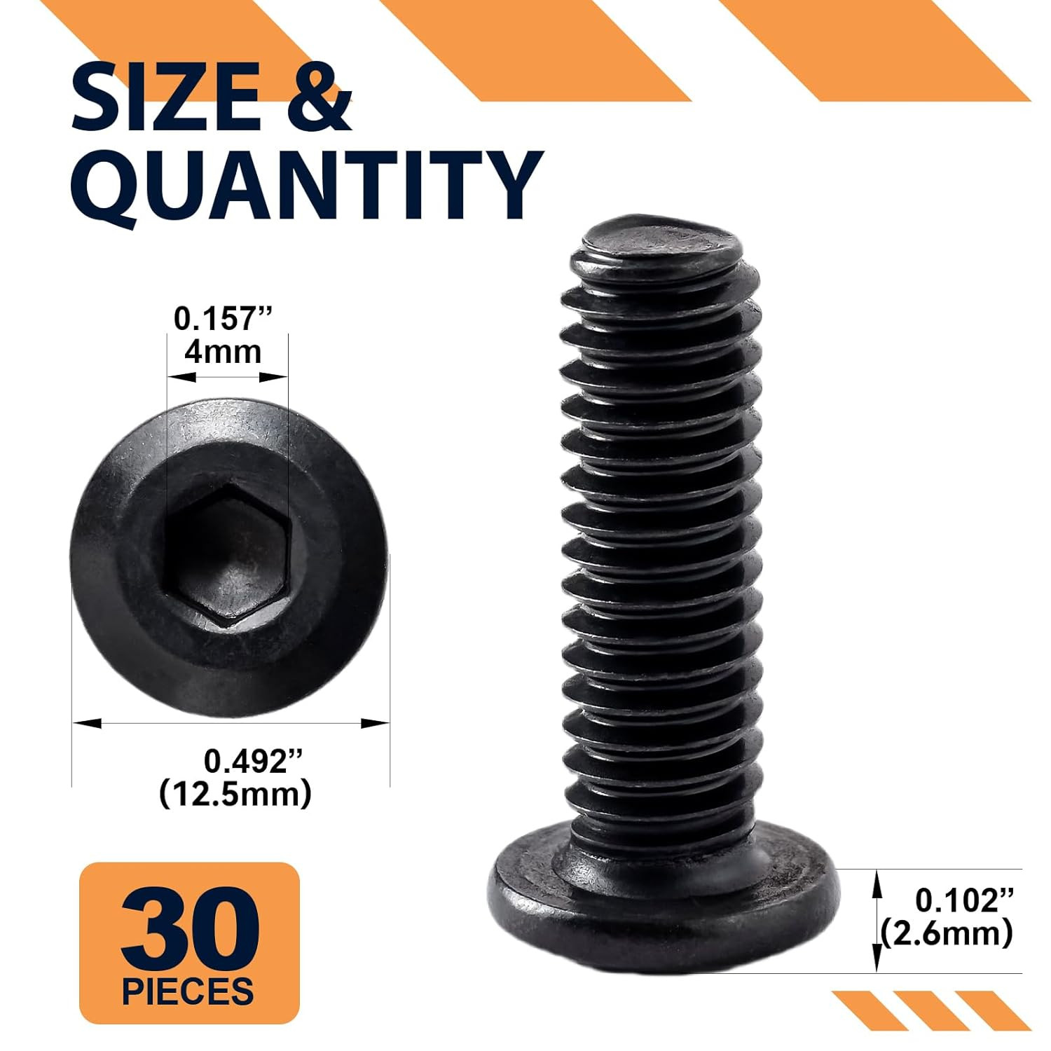 1/4-20 X 1 (30 Pack) Flat Head Hex Socket Cap Screws Bolts, Black Oxide 304 Stai