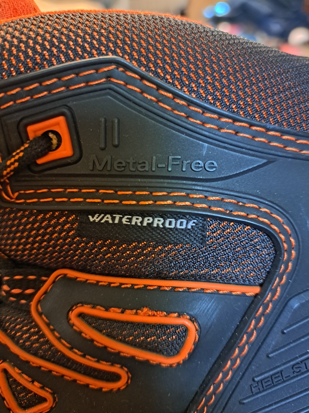 RefrigiWear Waterproof Metal-Free Steel Toe Work Boots Black/Orange Size 7.5
