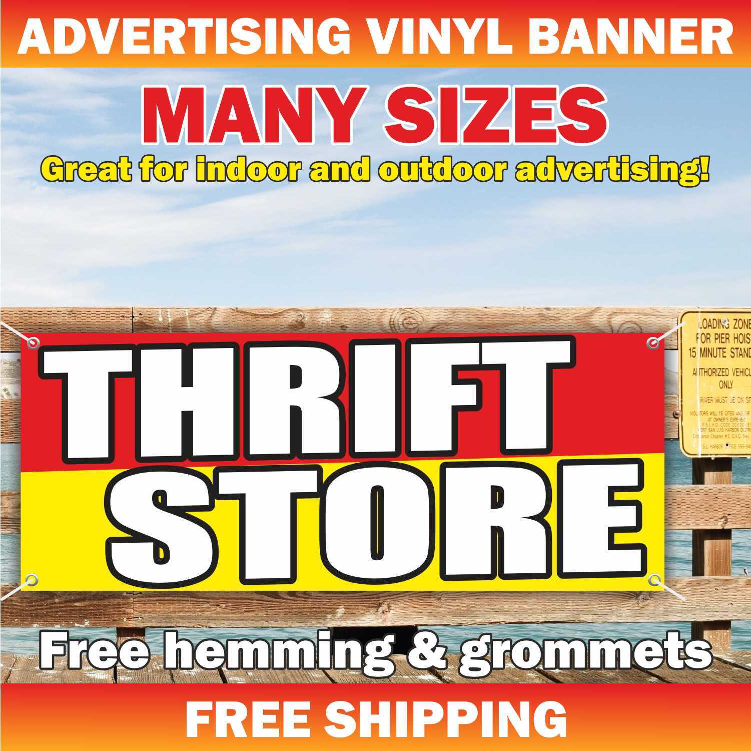 THIFT STORE Advertising Banner Vinyl Mesh Sign Resale Shop Clothes Furniture