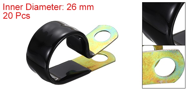 20pcs 1″ Vinyl Coated Cable Clamps Closed Clips Vinyl Dipped Pipe Clamp