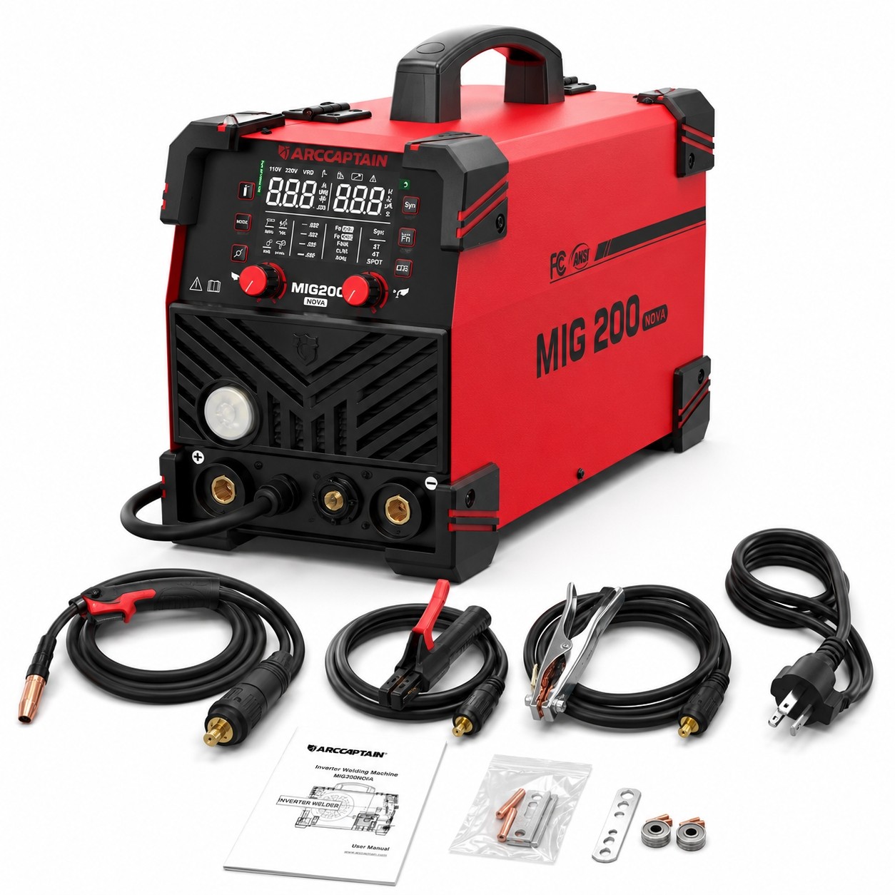 ARCCAPTAIN MIG200 NOVA 200Amp 6-in-1 MIG Welder 110V/220V Dual Voltage Welding