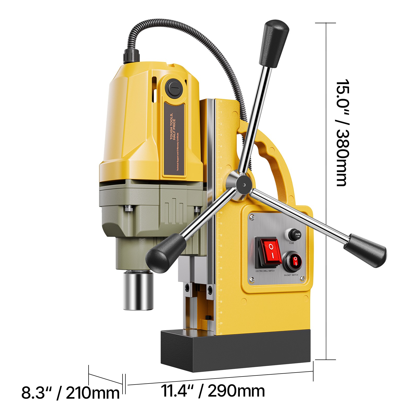 Magnetic Drill 1400W 2810 lbf Mag Drill Press 1.6 in Boring Diameter 11 Bits