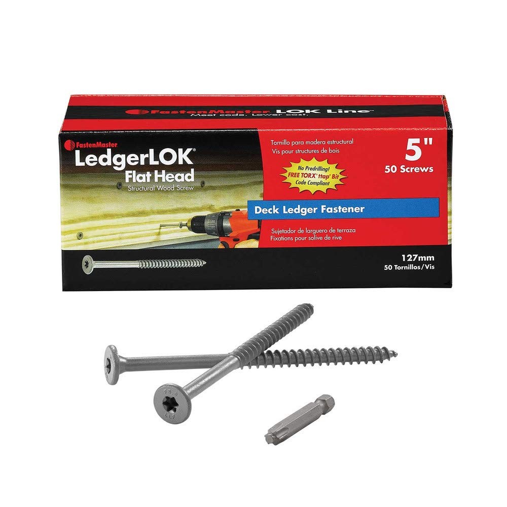 FastenMaster LedgerLok Flat Head Wood Screw – Box of 50 – 5