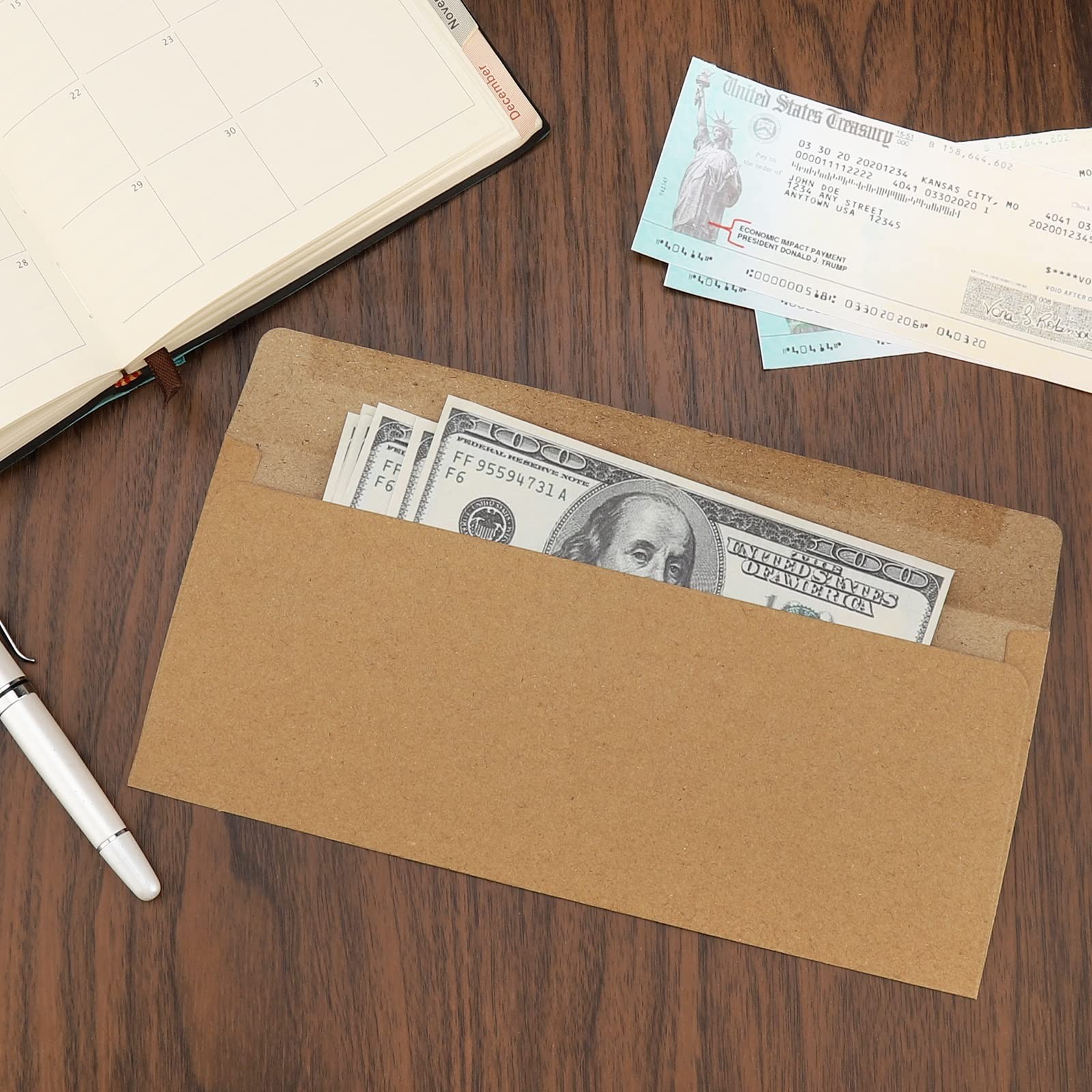 100 Pack #10 Business Envelopes 4-1/8 x 9-1/2 4.125 x 9.5 inches, Kraft-100