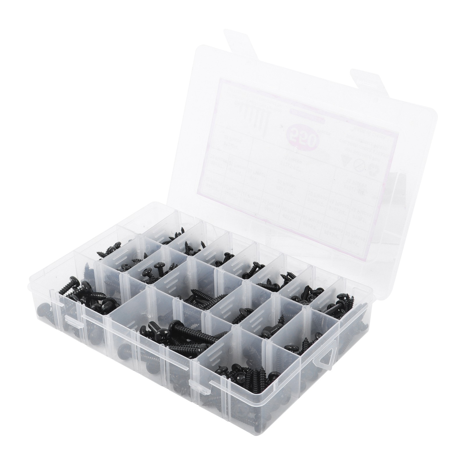 550Pcs 304 Stainless Steel Black Wood Screws, Phillips Pan Head Assortment Kit