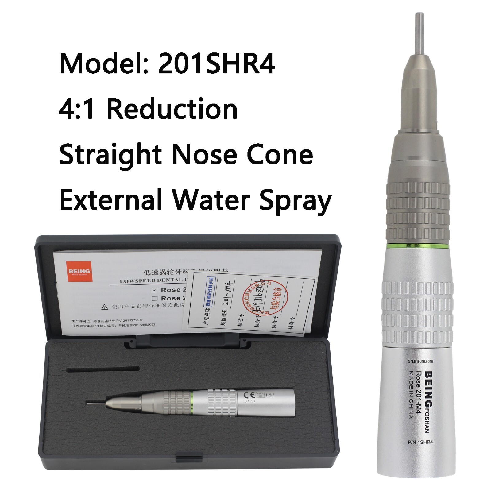 Dental Prophy Hygiene Handpiece 1:1 4:1 Straight Air Motor 4 Hole 360° Swivel
