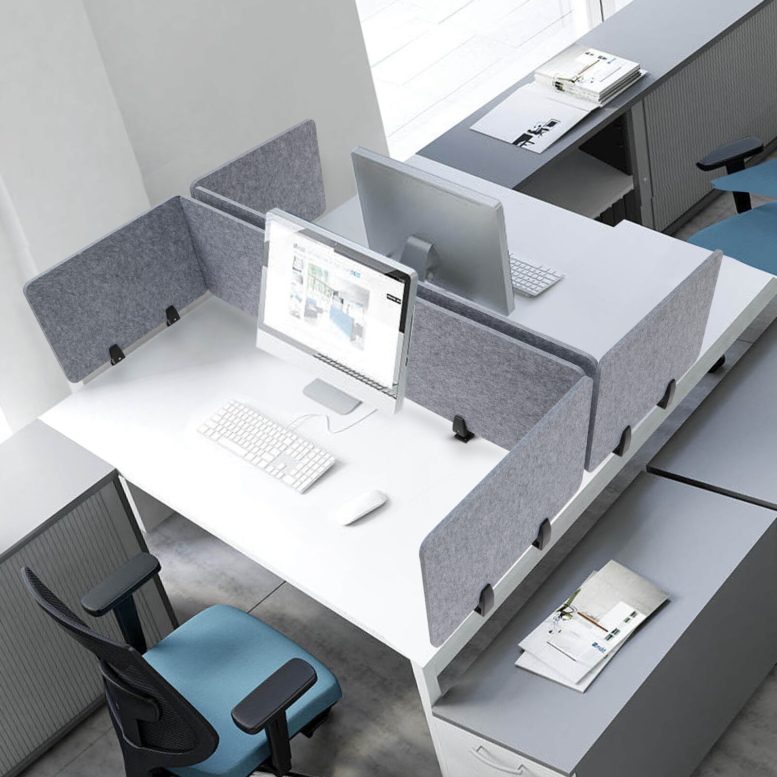 Stand Up Desk Acoustic Desk Divider Mounted Privacy Panel (Gray, 23.6″ x 16″)