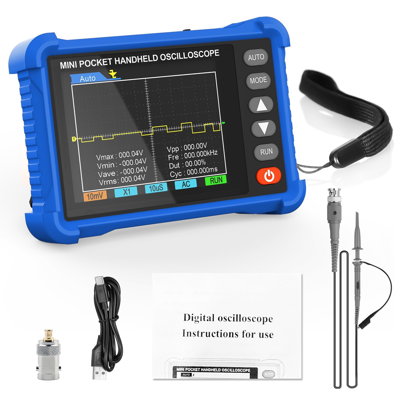 Handheld Multifunctional Digital oscilloscope 500kHz 2.5MS/s 2.8″ HD LCD