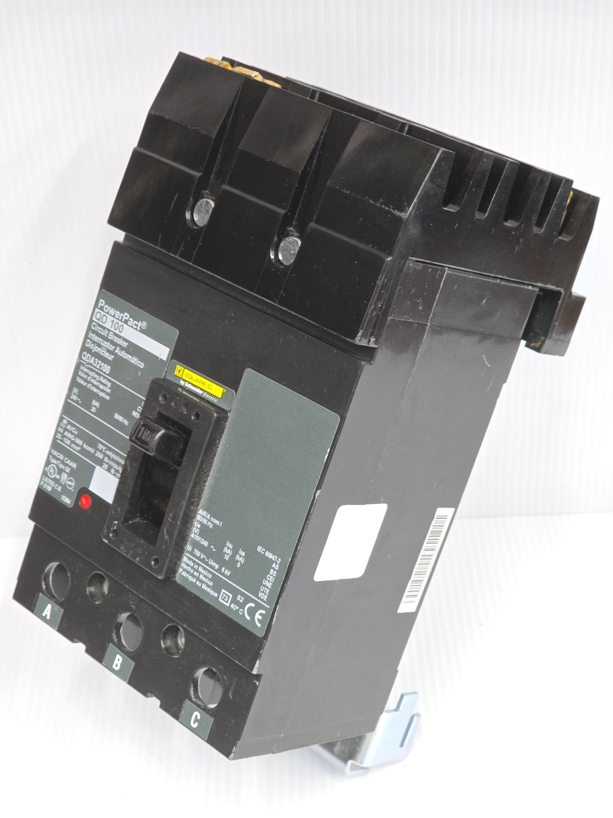 New Square D PowerPact 100 Amp I-Line Circuit Breaker 240 VAC 3P 25 kA QDA32100