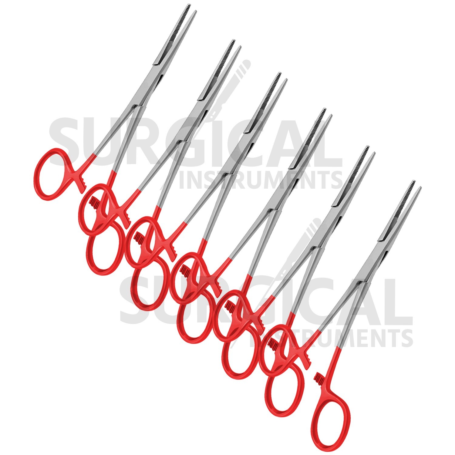 RED – 6 Pcs Kelly Hemostat Forceps 5.5″ Straight Surgical Dental German Grade