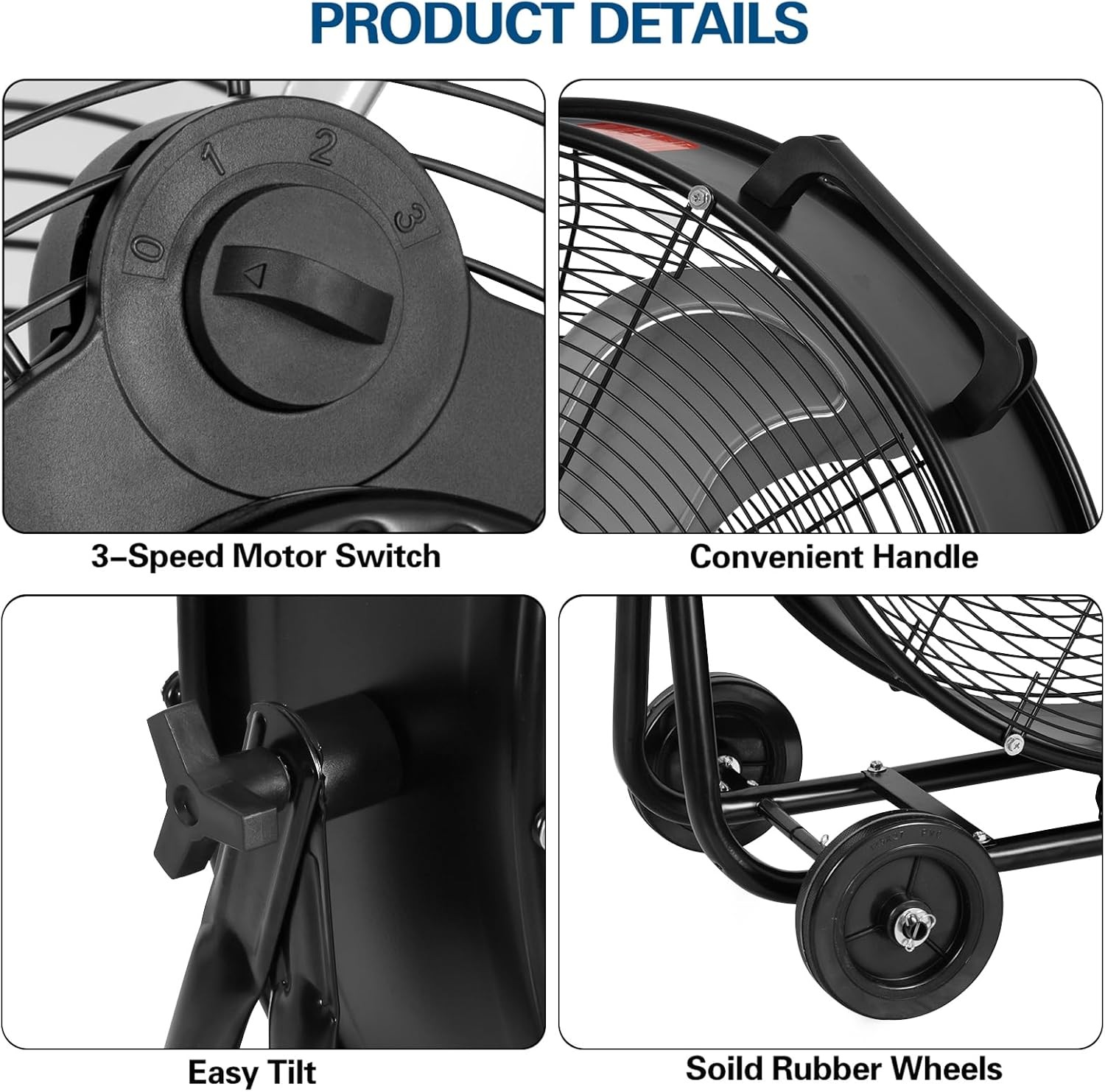 BILT HARD 24″ 8100 CFM Industrial Drum Fan 3 Speed for Garage UL Listed