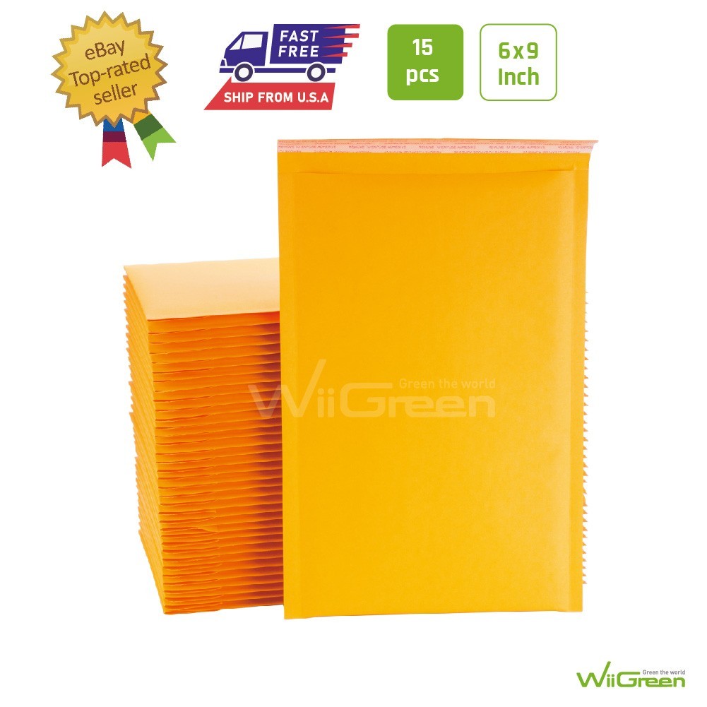 #00 15 PCS 6×9 Inches Poly Bubble Mailers, Padded Envelopes Bags