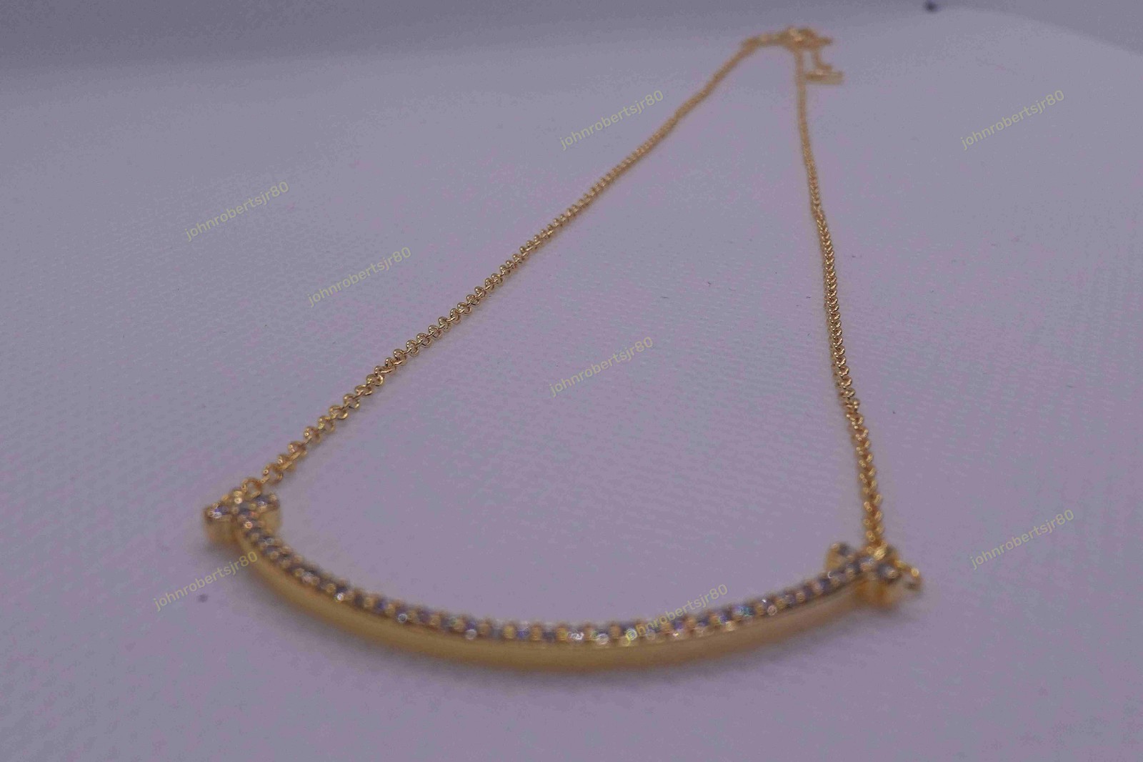 New.TiIffany&Co.T Smile-Small Diamond&Pendant 18K Gold 38cm Necklace Case