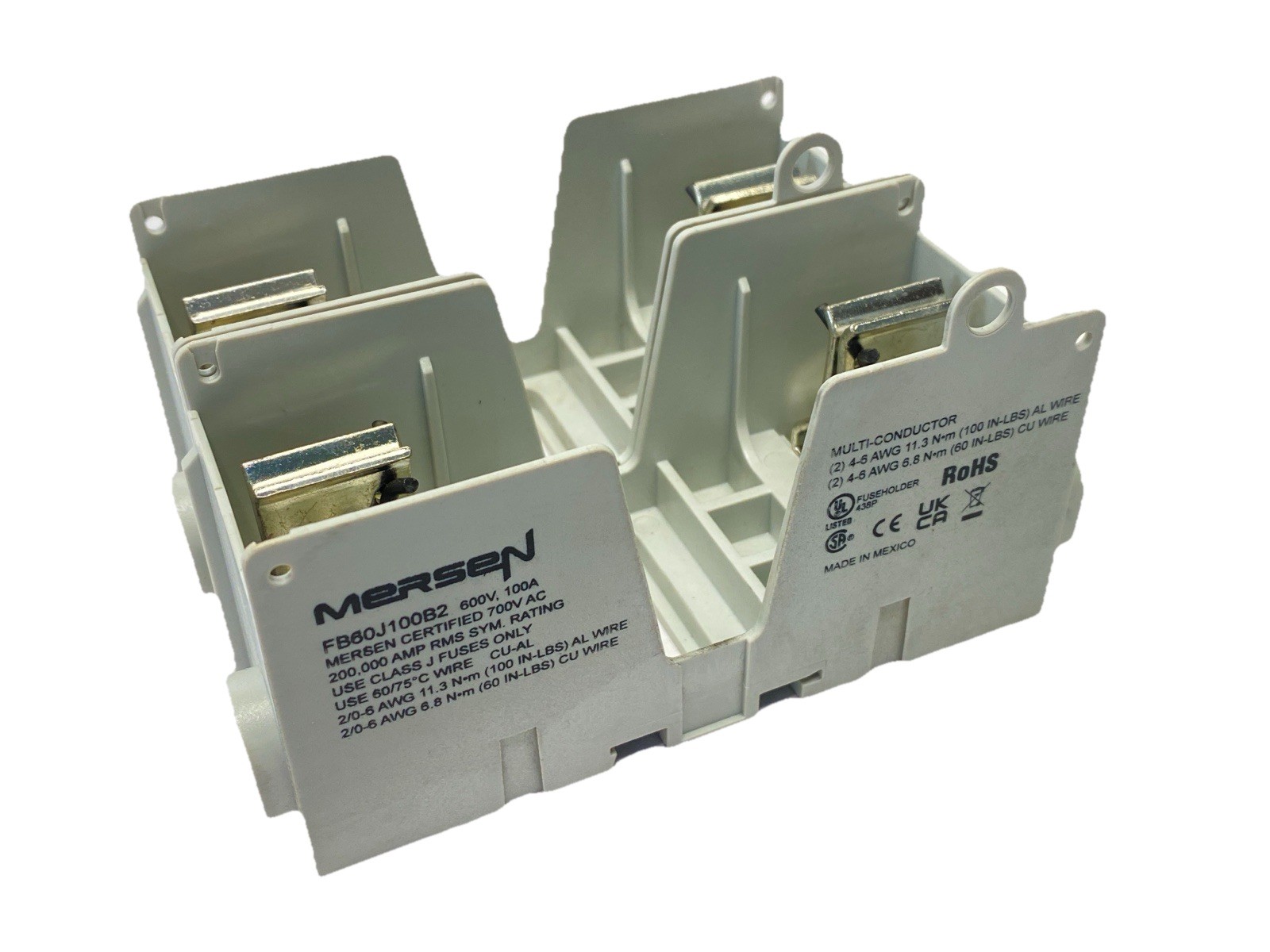 Mersen FB60J100B2 Fuse Block Class J 2P 100A 600V