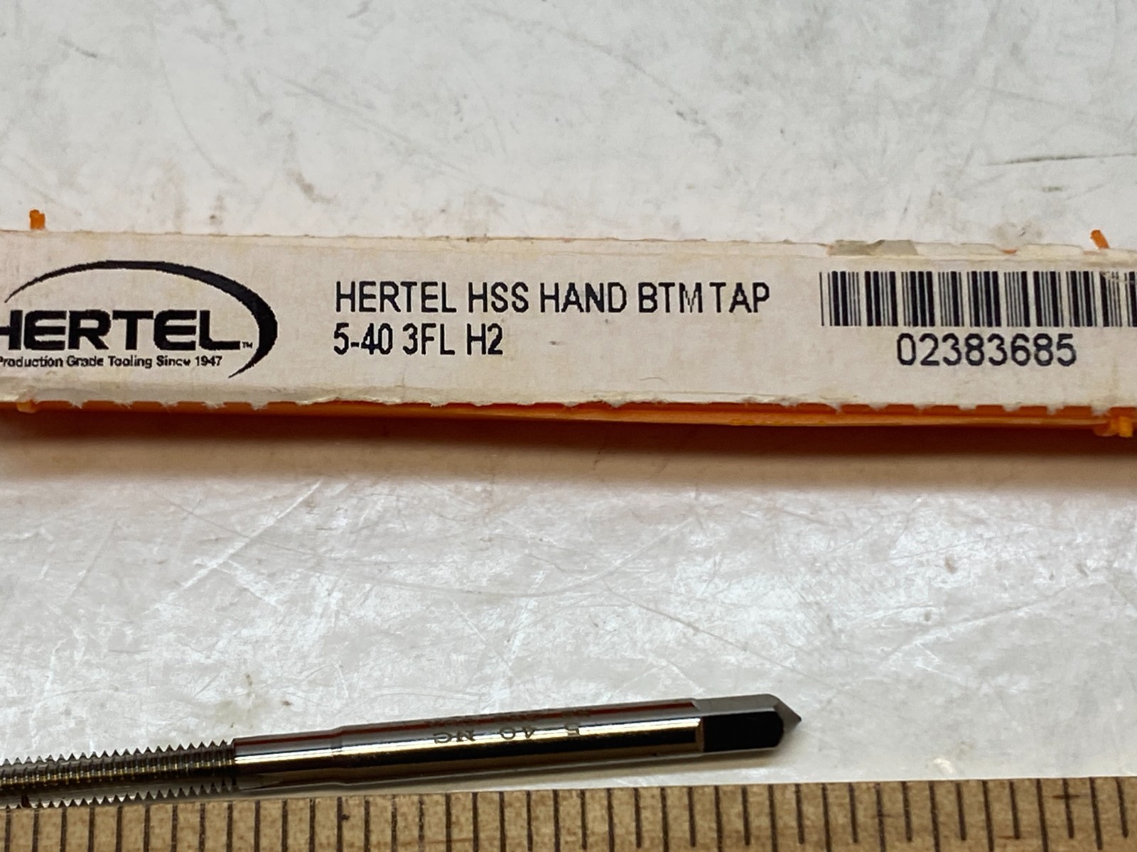 HERTEL 5-40 HSS Bottoming Straight Flute Hand Tap – 3 Flute – H2 – RH – 2B/3B