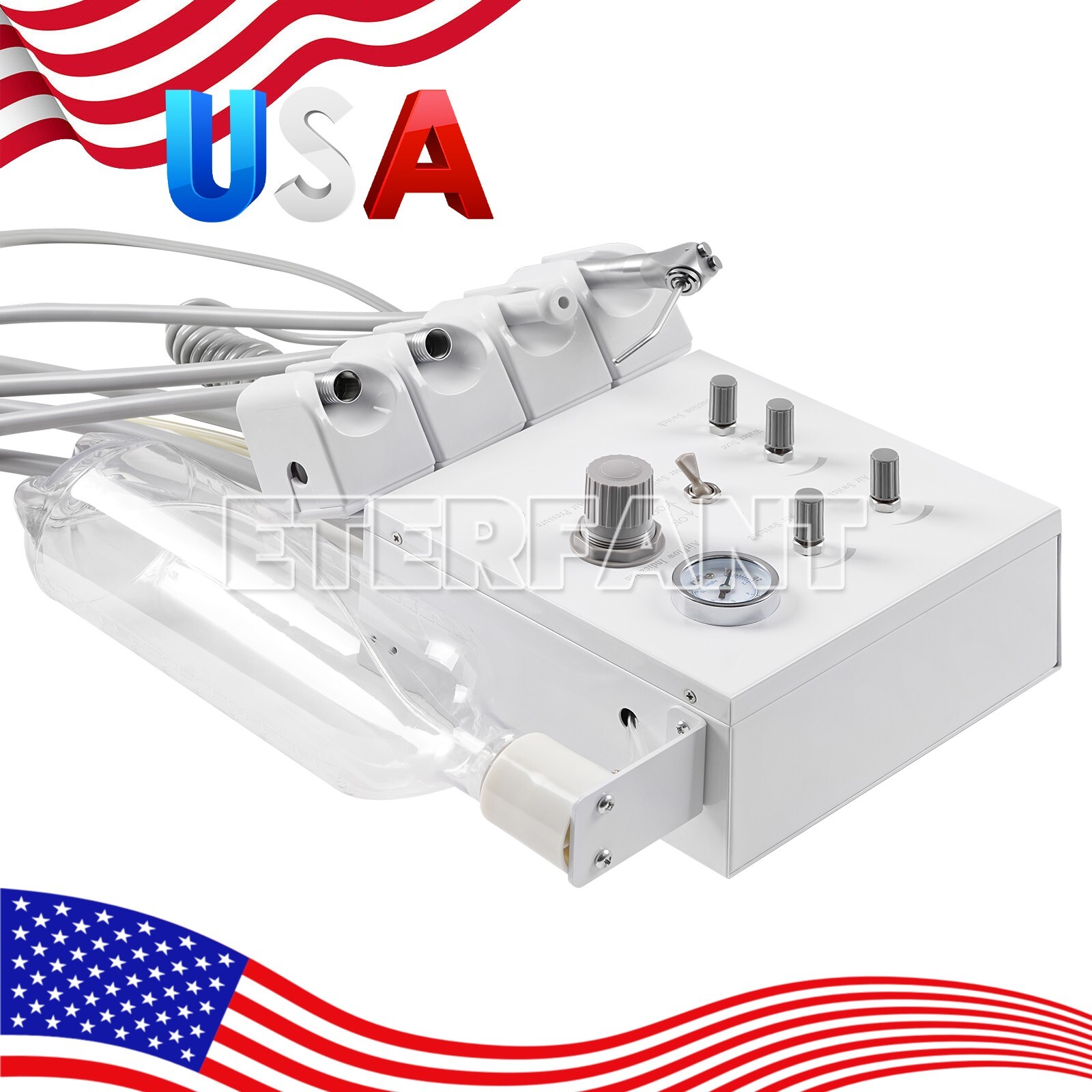 Portable Dental Turbine Unit 4 Hole with Weak Suction Work with Air Compressor