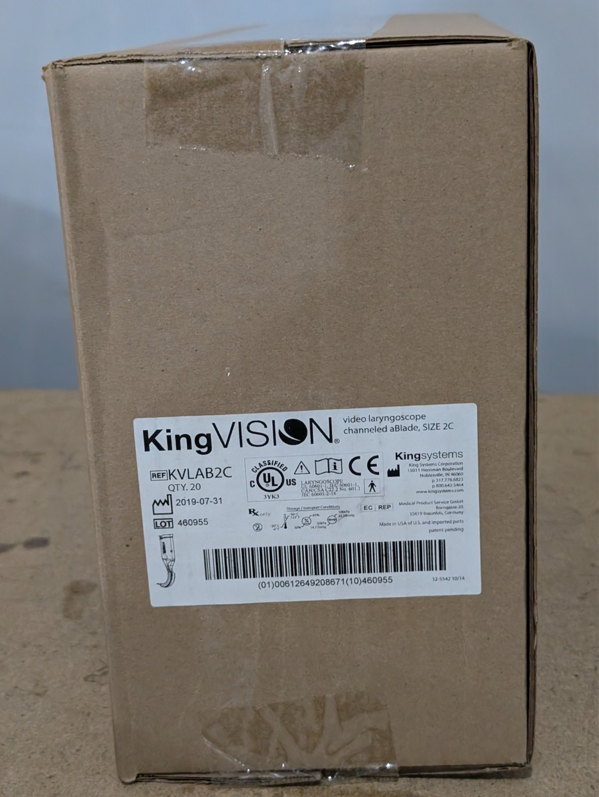 King Vision KVLAB2C channeled aBlade size 2C video laryngoscope, case of 20