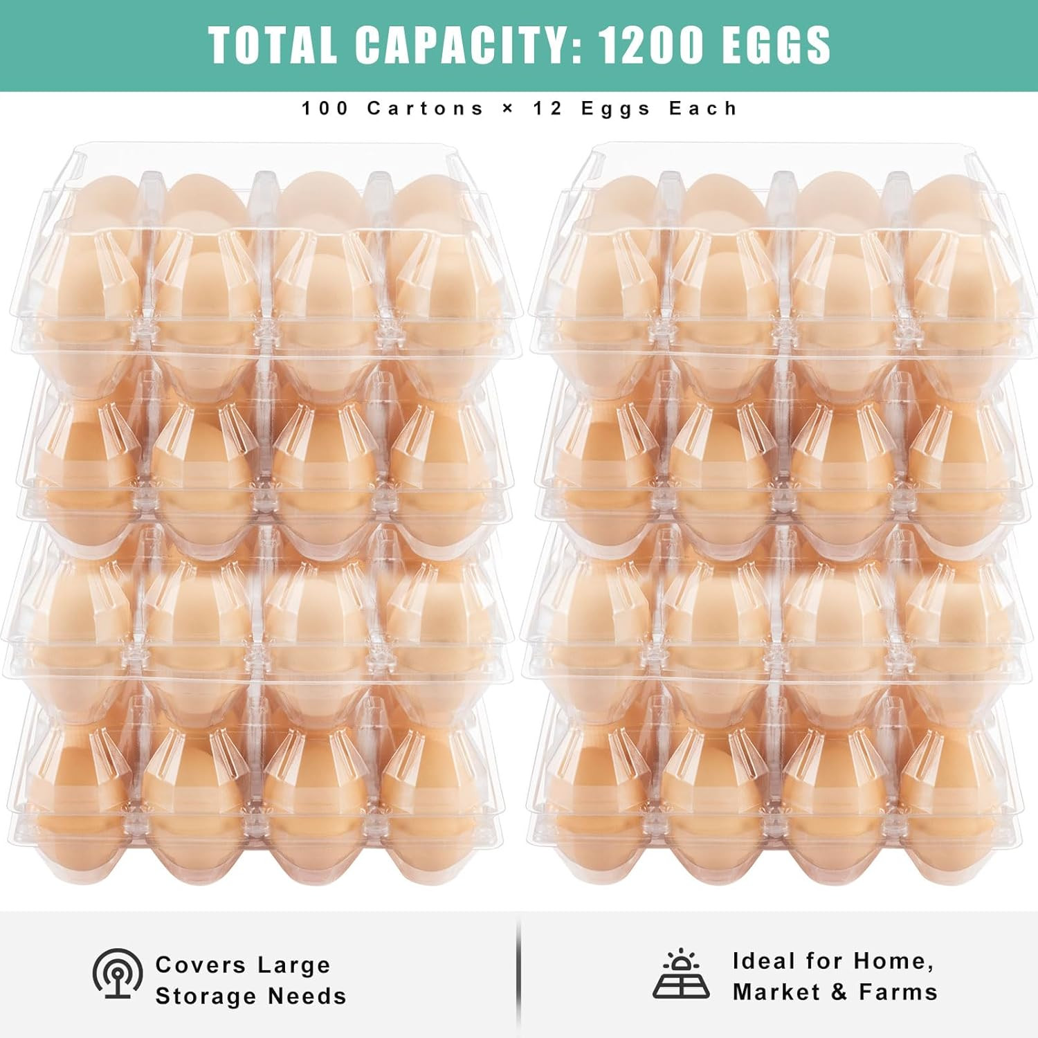 100 Packs Egg Cartons Cheap Bulk，Plastic for 12 Eggs, Clear Egg Cartons 3 * 4 Gr