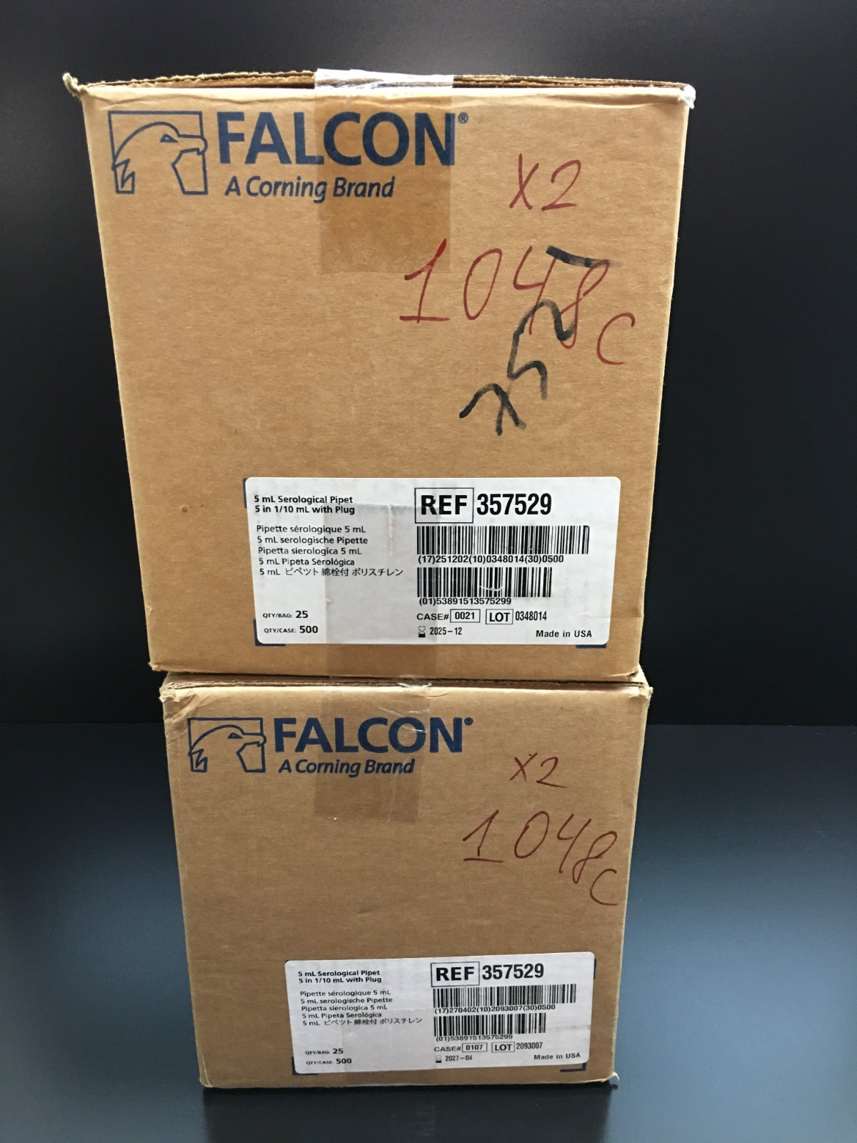 Corning Falcon REF 357529 Serological Pipet 5mL 0.1 Increments Case