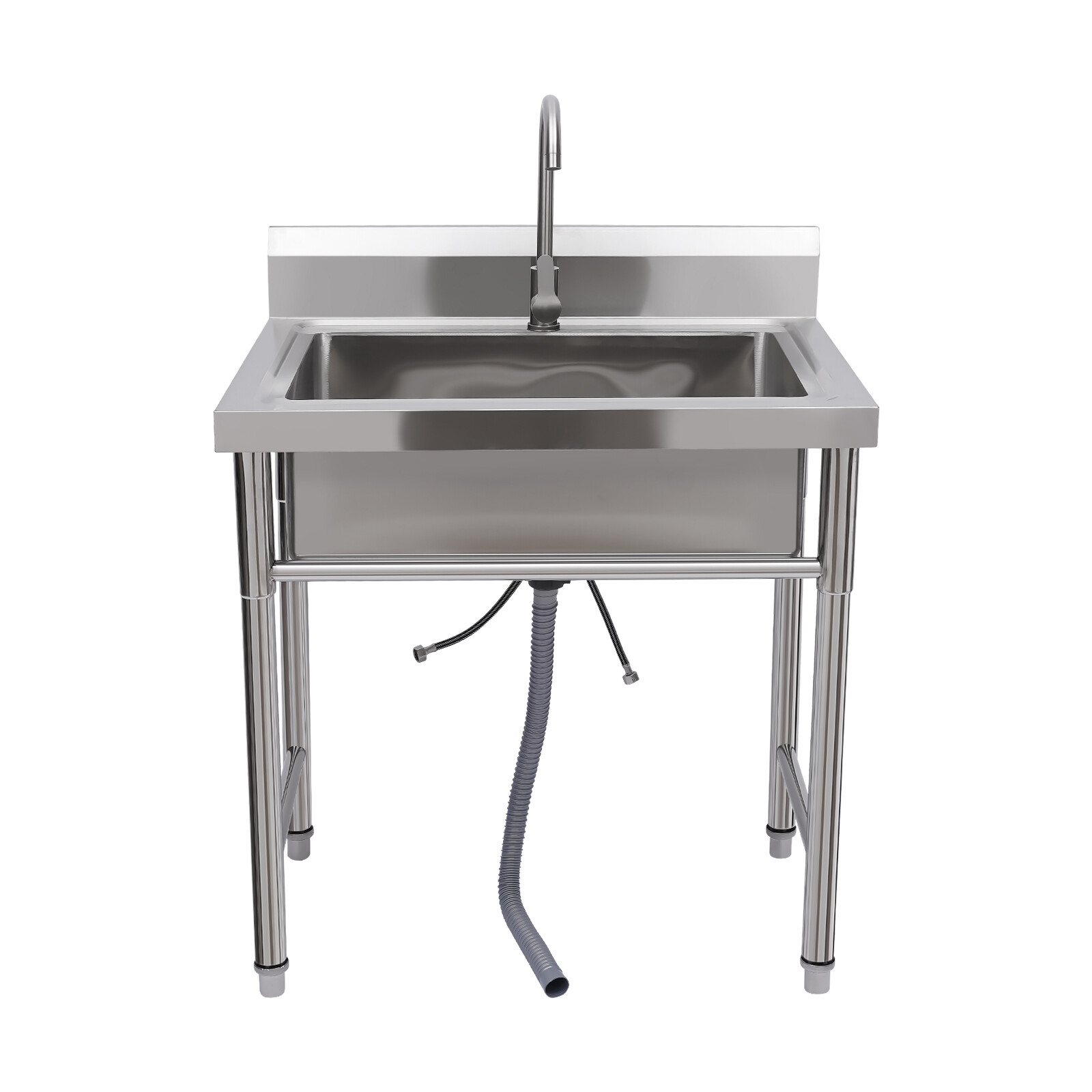 Commercial Stainless Steel 1-Compartment Kitchen Utility Sink With Faucet