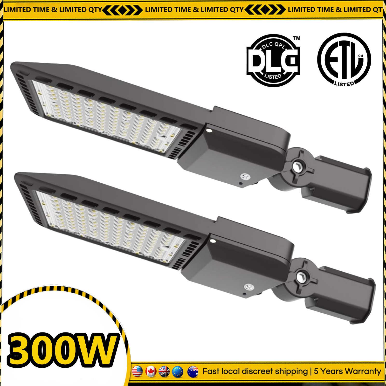 2-PACK LED Parking Lot Lights Module Street Pole fixture Shoebox Area Light 300W