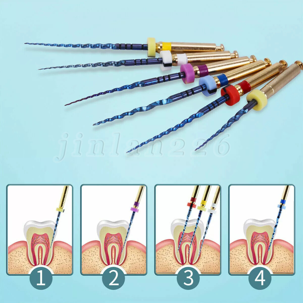 6Pcs/pack Dental Endo Rotary Files Gold Taper NITI Root Canal Files 19/25MM FXA