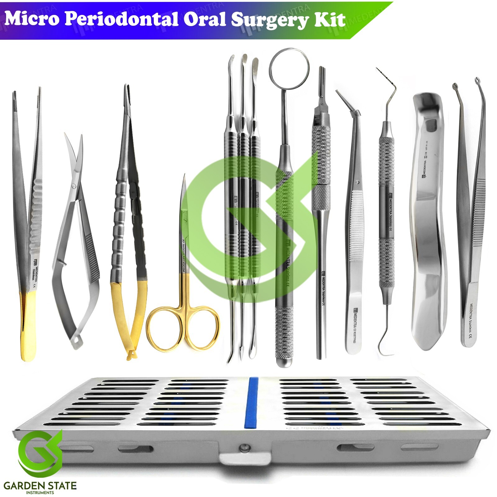 Micro Periodontal Mucogingival Oral Surgery Kit Periosteal Instruments Set Tray