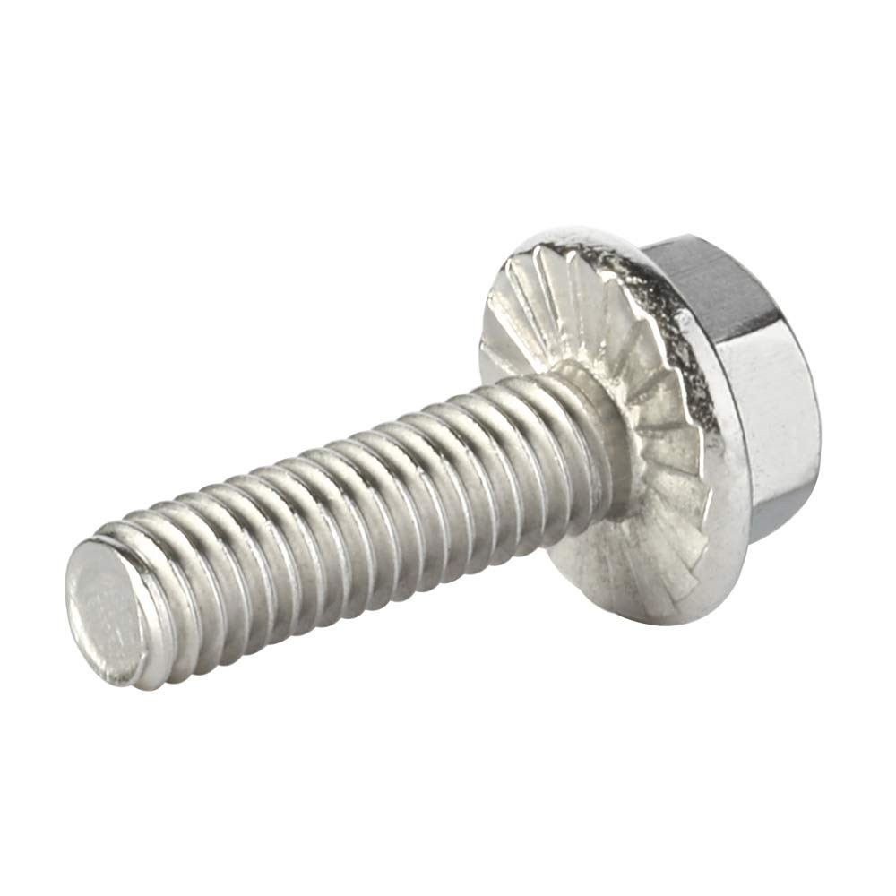 M6 x 30mm Flanged Hex Head Bolts Flange Hexagon Screws, M6-1.0 x 30mm, Silver