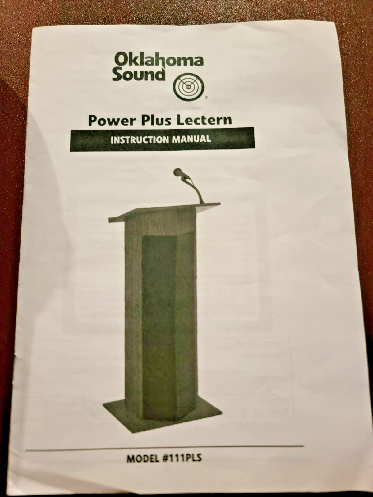 Oklahoma Sound 111 PLS- Lectern, Mahogany NEW!