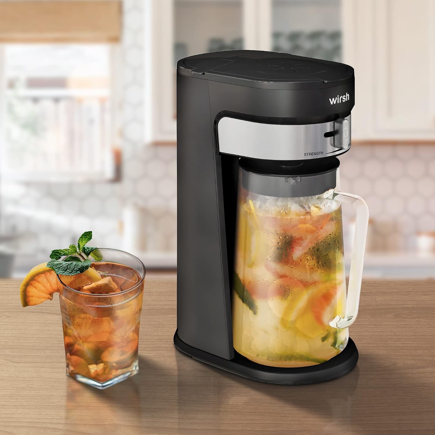 Wirsh 3QT Iced Tea & Coffee Maker, Strength Control, Reusable Filter, Black