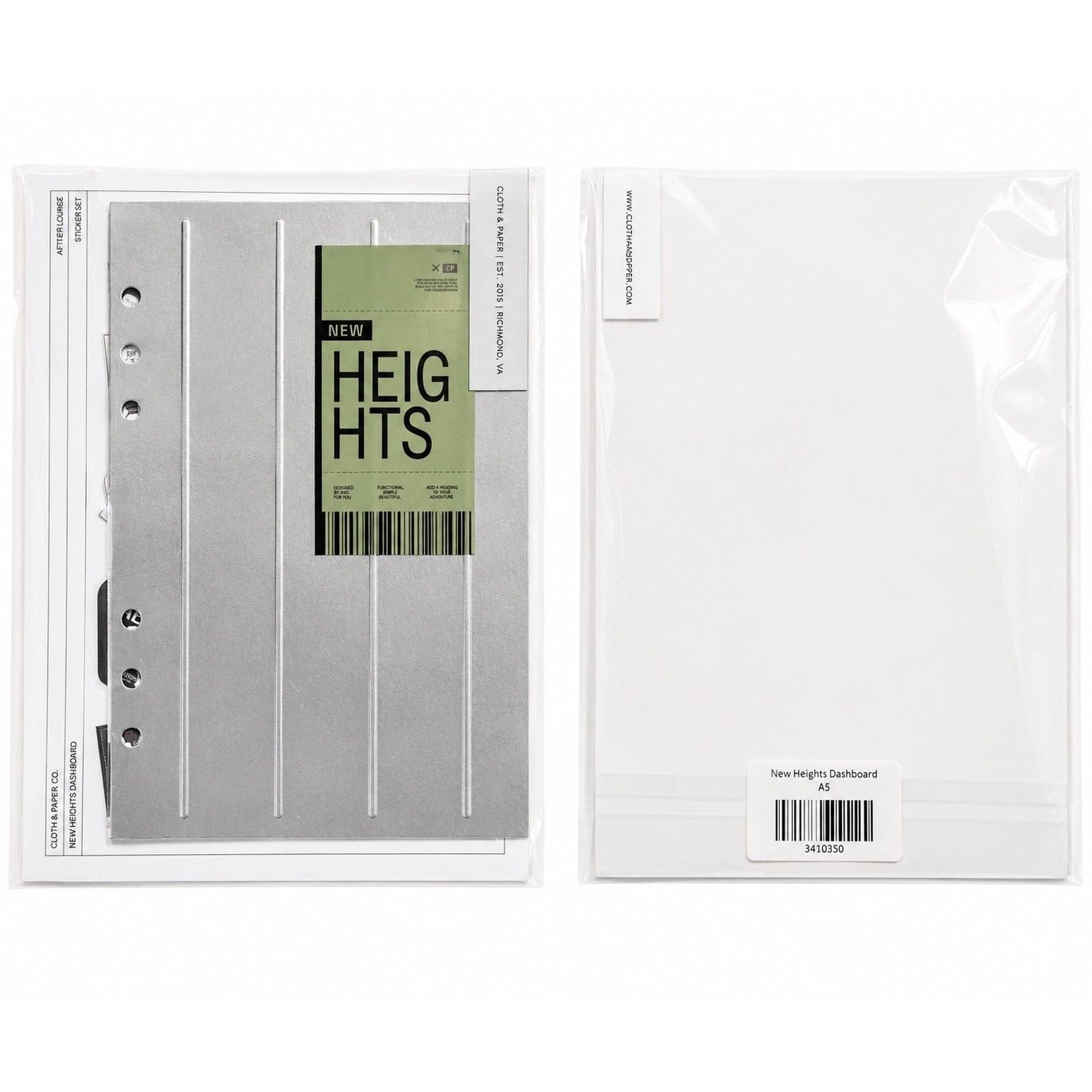Cloth & Paper New Heights Dashboard A5 Planner Insert Silver Green Minimalist