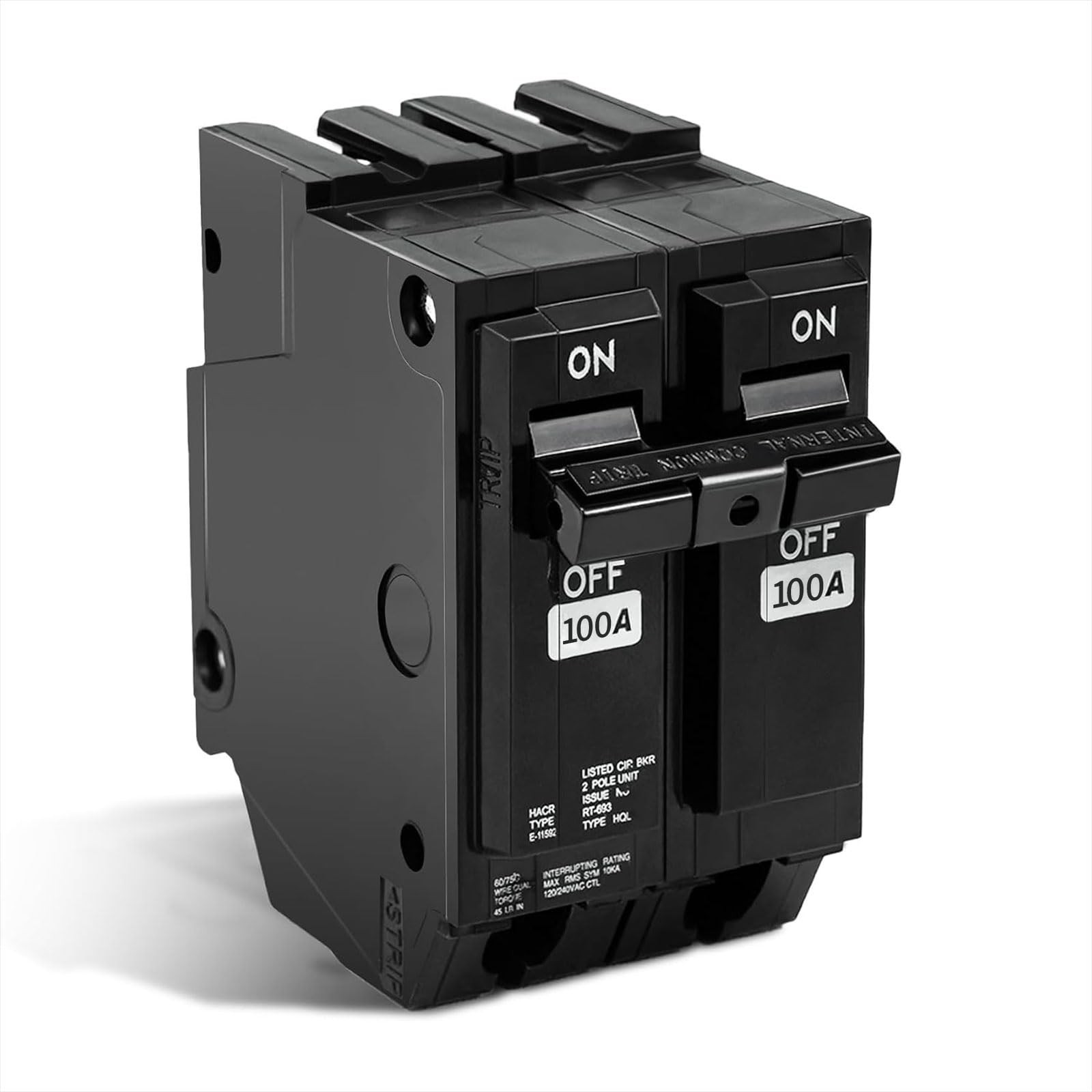 100 Amp 2-Pole Circuit Breaker, Plug-in Mount, Thermal Magnetic, 10KA, 120/240V
