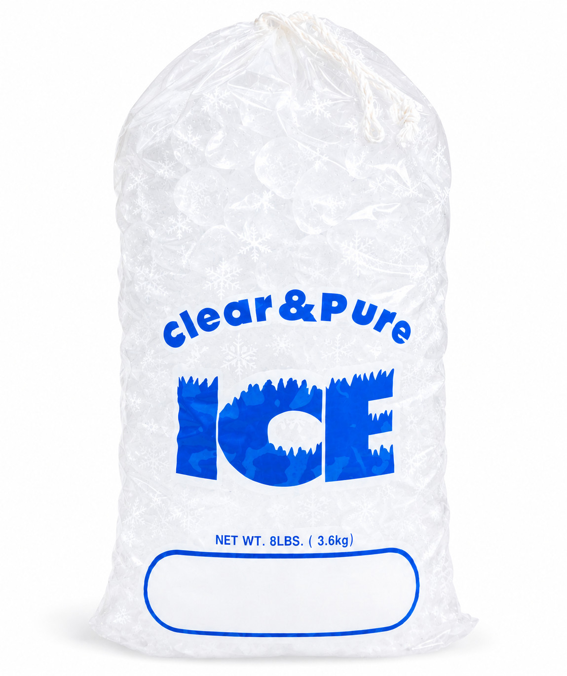 CLEAR & PURE ICE 8 LB DRAWSTRING ICE BAGS *100 COUNT LOT* FREE SHIPPING