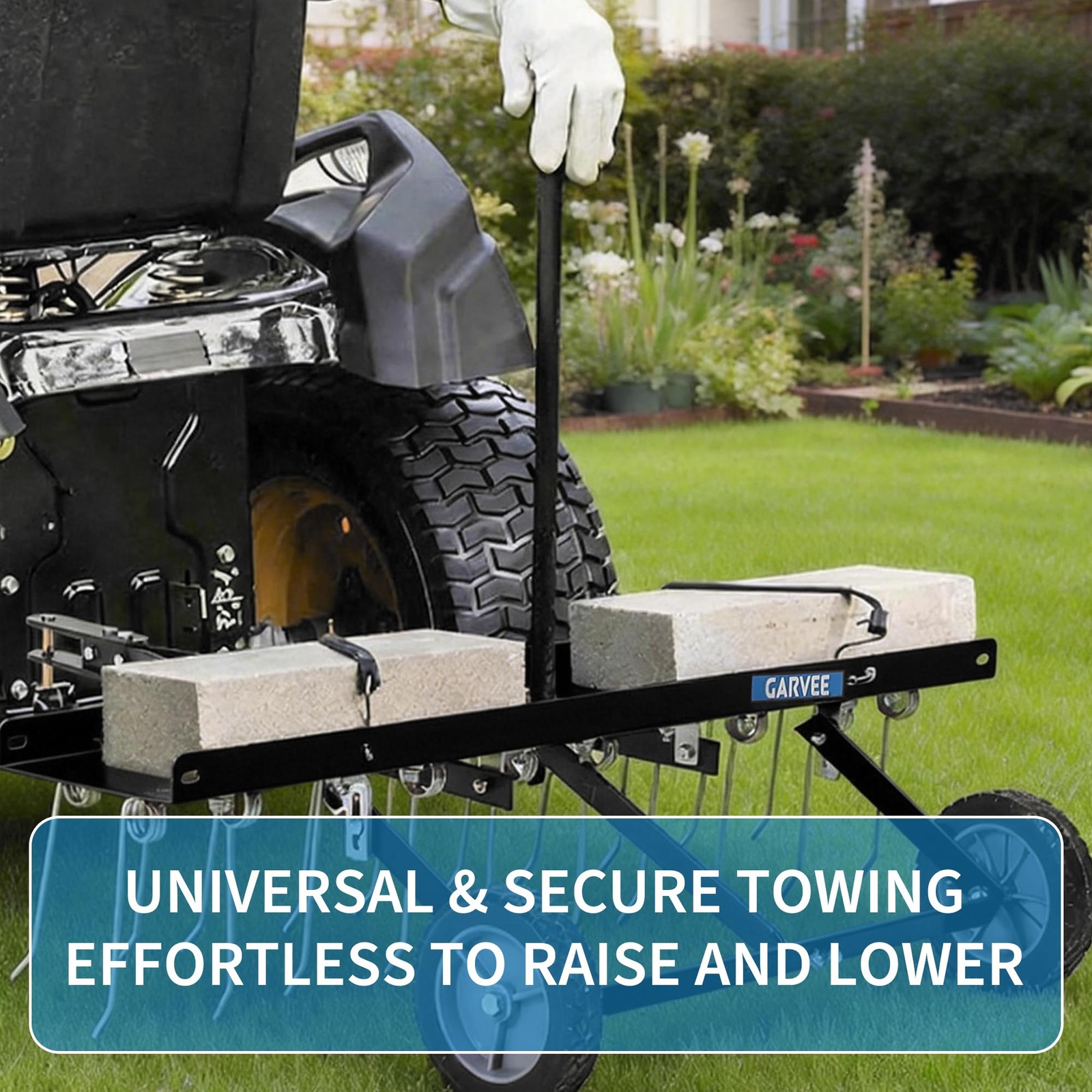 Tow Behind Lawn Rake, 48-Inch Tow Dethatcher with 24 Spring Steel Tines, Lawn…
