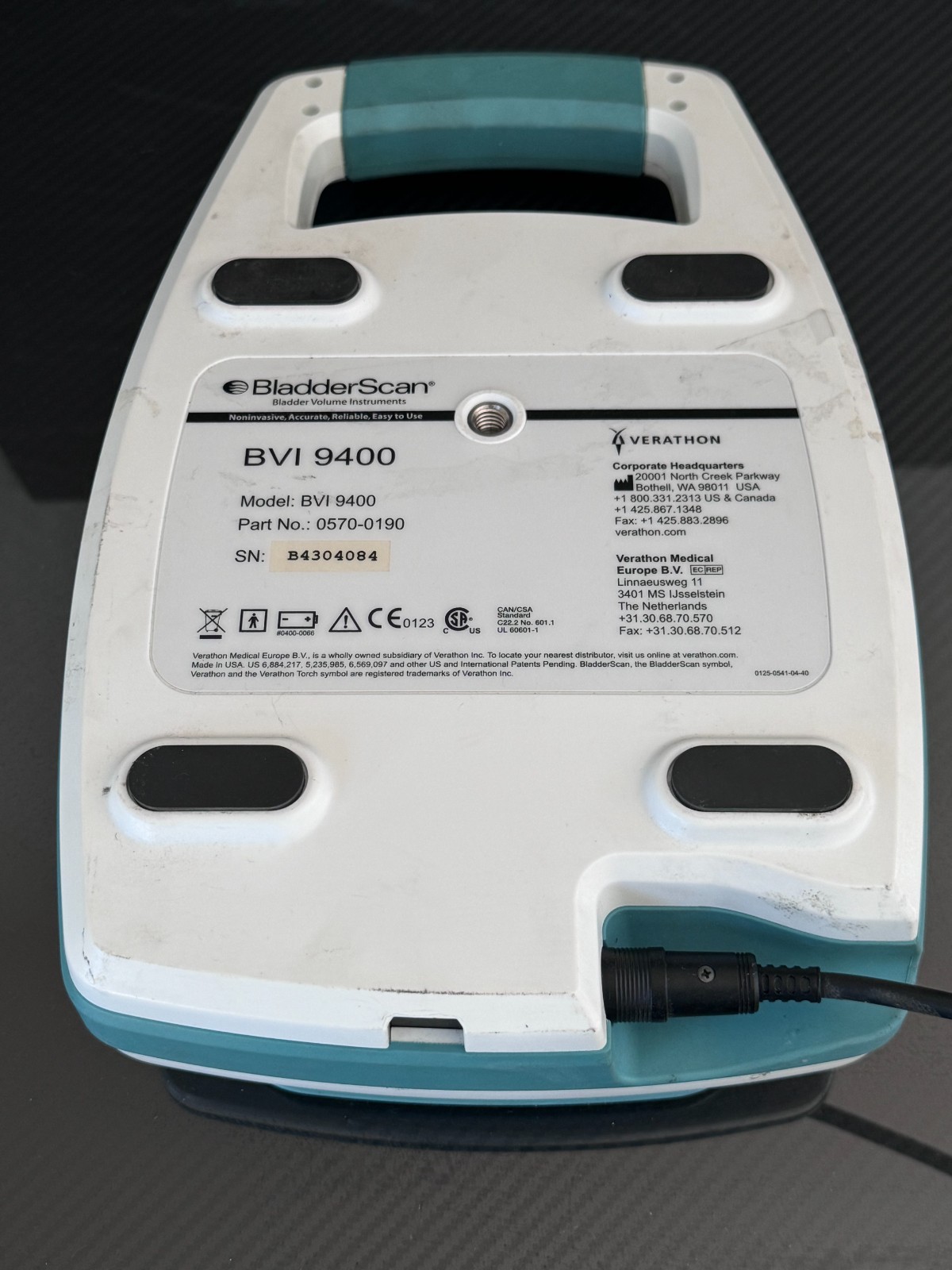 Verathon BladderScan BVI 9400 REF 0570-0190 w/ Probe & Battery