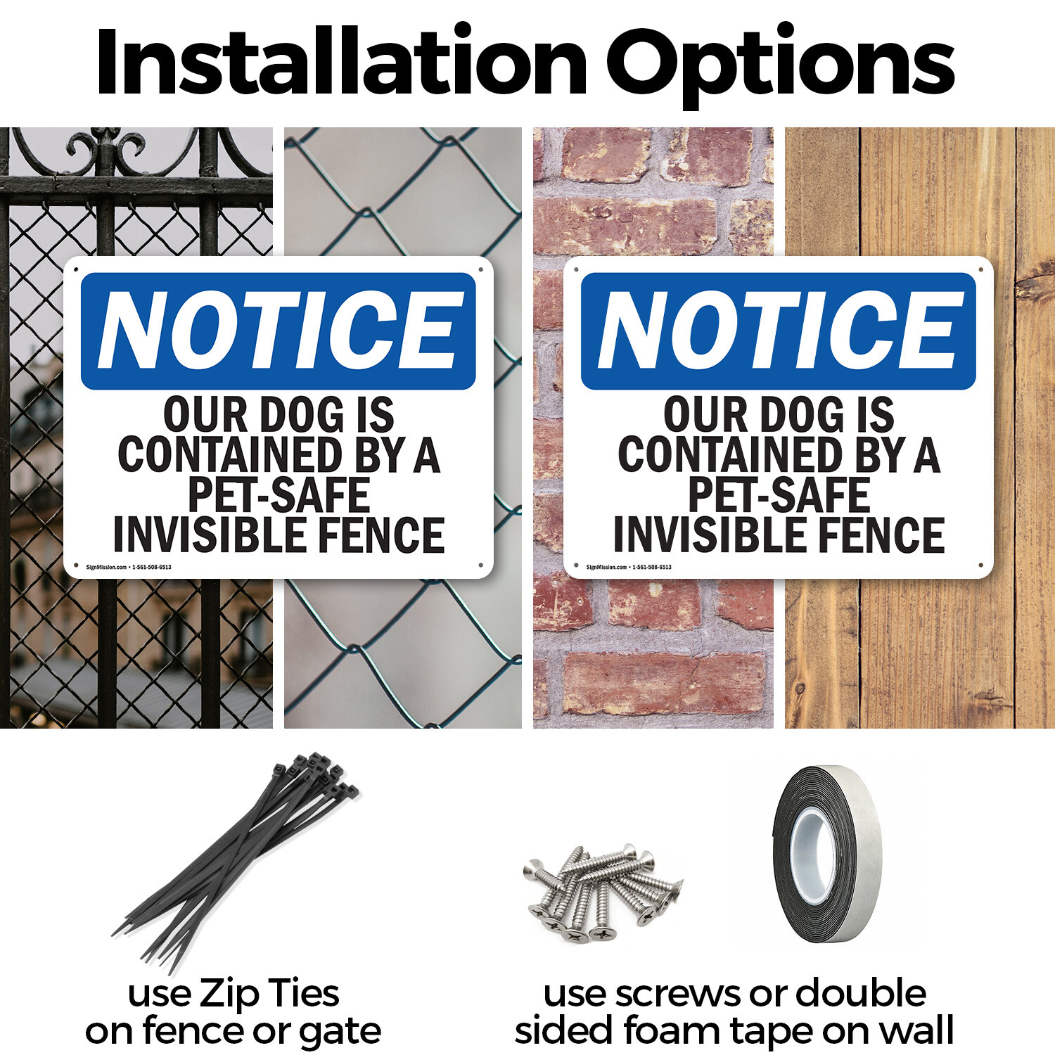 (2 Pack) Our Dog Is Contained By A Pet-Safe Invisible Fence OSHA Notice Sign