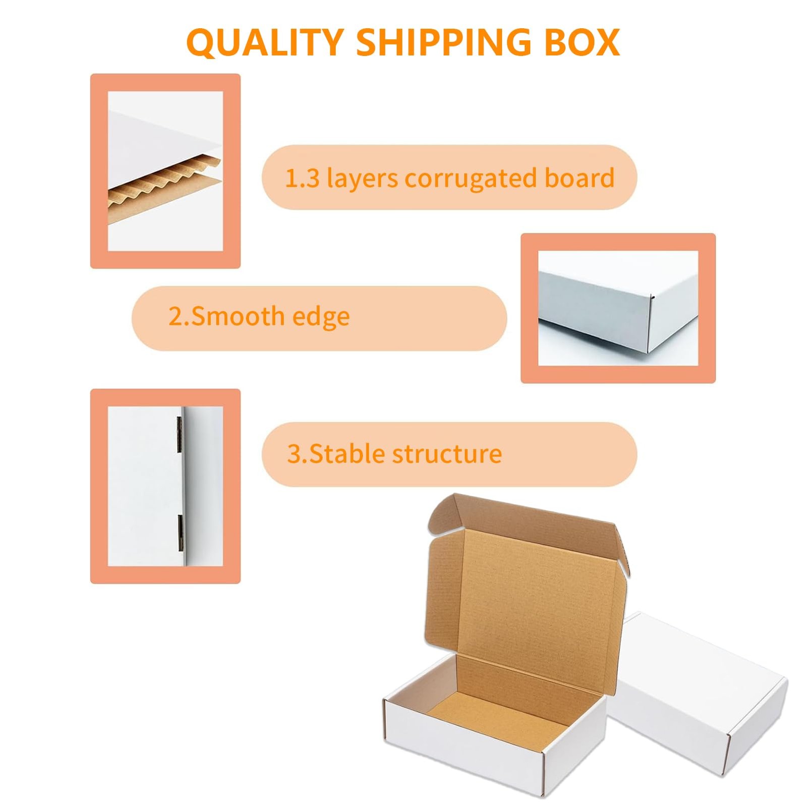 ZxeluPapr 50 Pack 7x5x2 Small Shipping Boxes, White 7x5x2, White-7x5x2