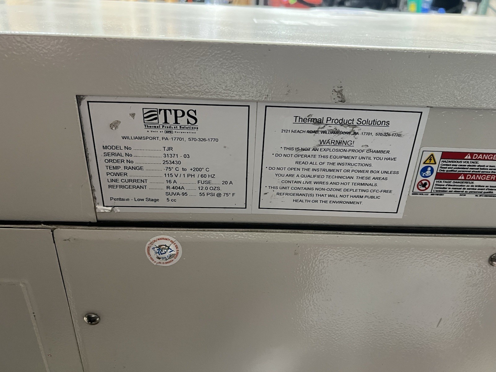 Tenney Jr -75° to 200°C Thermal Chamber 16Wx11Dx12H” ***Watlow F4T Controller***