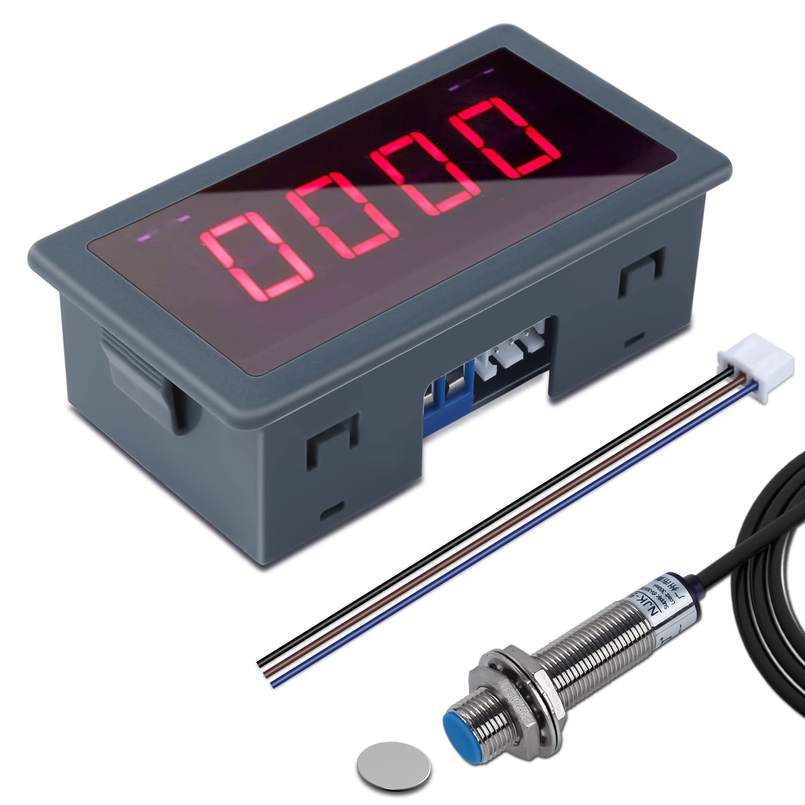 ICSTATION 4 Digital Red LED Tachometer RPM Speed Meter AC 110V-230V Digital…